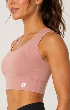 Forme Pink Longline Sports Bra XL Mesh Back Medium Support Activewear Workout